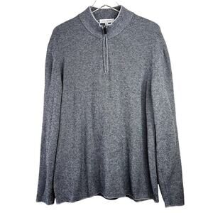 Jack Victor 100% Cotton Gray Knit Quarter Zip Pullover Sweater Long Sleeve XL